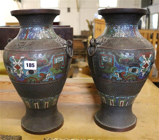 2 x Cloisonne vases